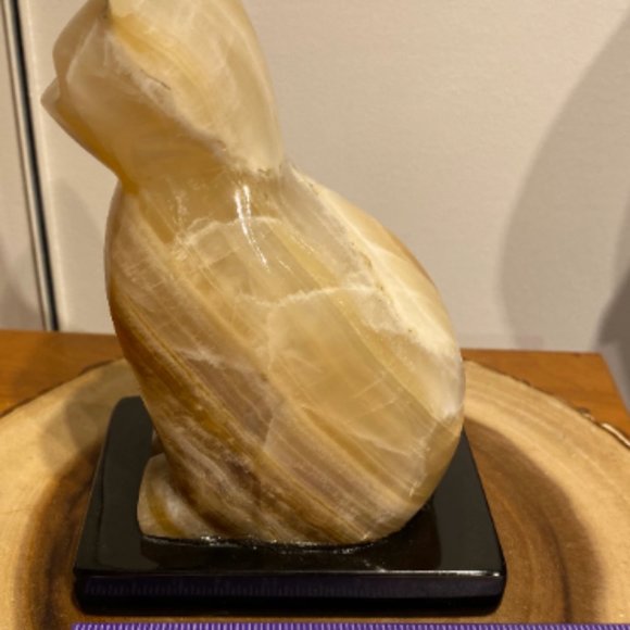 Amber Onyx Cat Lamp with Bulb and Cord, Boho Decor, Bedroom Decor, Fun Lights - Picture 8 of 8